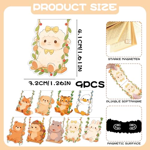 Cute Magnetic Bookmarks Gifts - 9pcs Funny Dog Rabbit Bookmark Gift - style: Wild Animals