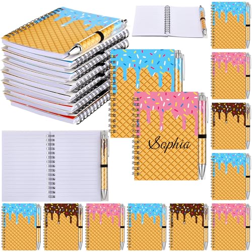 Resurhang 24 Pcs Ice Cream Notebooks Pens Doughnut Drip Party Favors - style: Doughnut