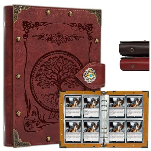 DUROTAN Card Binder 4-Pocket,Premium Trading Card Binder - color: 6-Tree of Life-Red