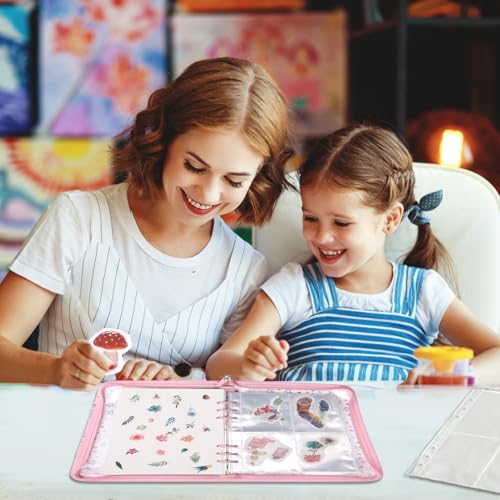 MUDOR 4 in 1 Sticker Storage Organizer Binder,Collecting Book Album Holder - color: Purple