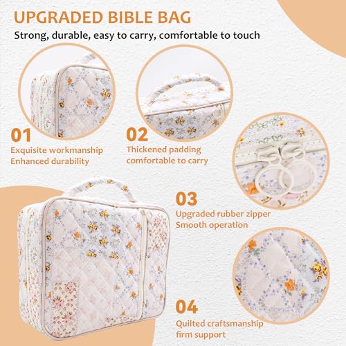 Bible Cover Case For Women,Large Bible Bag with Study Supplies,Quilted Bible Carrying Case for Girls,Portable Bible Case with Highlighter, Pens,Tabs,Bible Study Gifts for Women - size: Style A