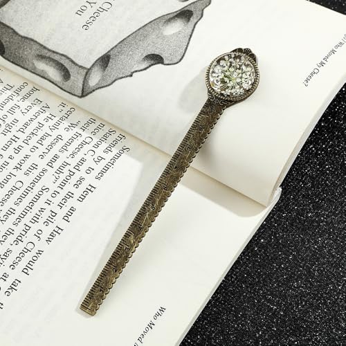 Vintage Dried Flower Bookmark Ruler, Resin Encased for Book & Craft Lovers - color: 3pcs Style a
