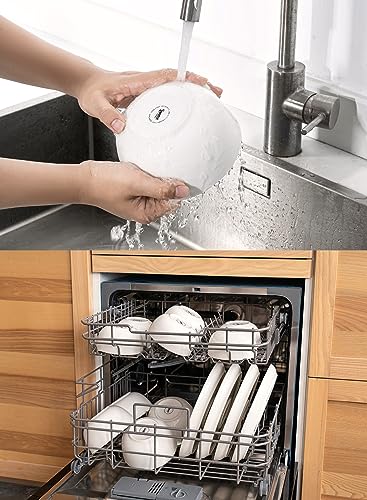 Sweese 20 Oz Porcelain Bowls Set of 6 - Durable for Cereal, Soup, Rice, Pasta, Salad, Oatmeal - Microwave Dishwasher Safe, White - color: White, size: 20 Ounce