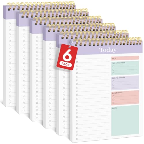 Taja To Do List Notepad, Undated Daily Planner for Work and Goal Setting - color: b-Violet Dream, size: 6 Pack