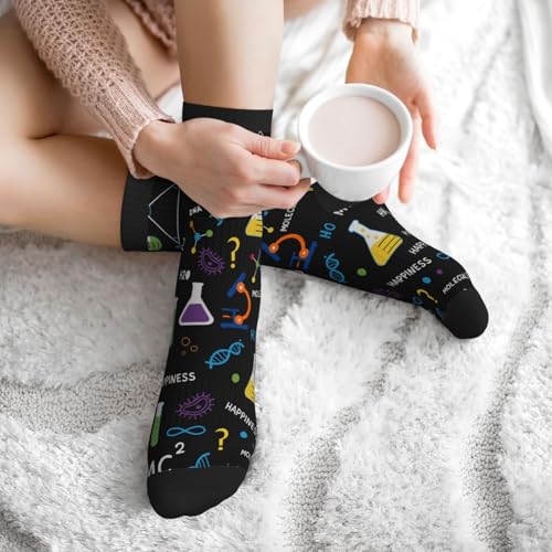 Crew Athletic Socks Funny Crazy Casual Sports Novelty Dress Socks for Women Men Running Hiking - color: Science Chemistry Math