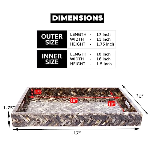 Handicrafts Home Resin Inlay Decorative Serving Ottoman Tray,17x11 - color: Discovery Fantazia, size: 17" x 11" x 2"