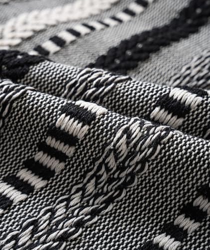 Cethom Boho Lumbar Pillow Covers 14x36 Long, Farmhouse Decorative Couch Pillow Cases, Black Accent Pillows of Bed, Sofa Bedroom Living Room Home Decor Cushion Cover, Pack of 1 - color: Black, size: 36" x 14" (Pack of 1)
