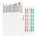 20pcs Nail Art Design Tools, 15pcs Painting Brushes Set with 5pcs Dotting Pens, WHITE … - color: White Brushes with Dotting Pens