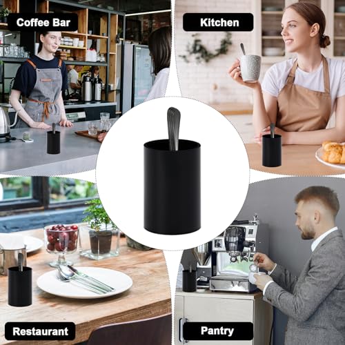12 PCS Black Coffee Spoons with Holder 4.92 Inch Mini Coffee Spoons Small Espresso Coffee SpoonsBlack Dessert Spoons Stainless Steel Tea Spoons Set of 12 for Tea Party Coffee Bar - color: Black