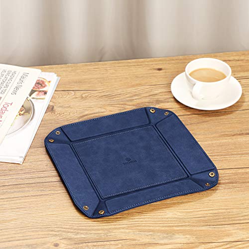 SITHON Valet Tray Desktop Storage Organizer Nightstand Caddy Holder - color: Dark Blue