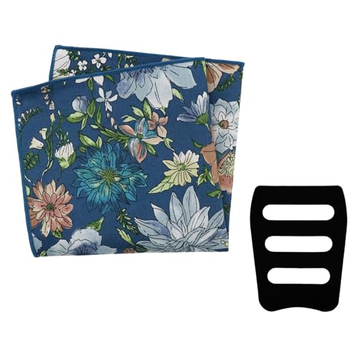 Cotton Floral Handkerchiefs for Men Wedding Evening Daily Work Prom - color: Navy,grey,brown,green