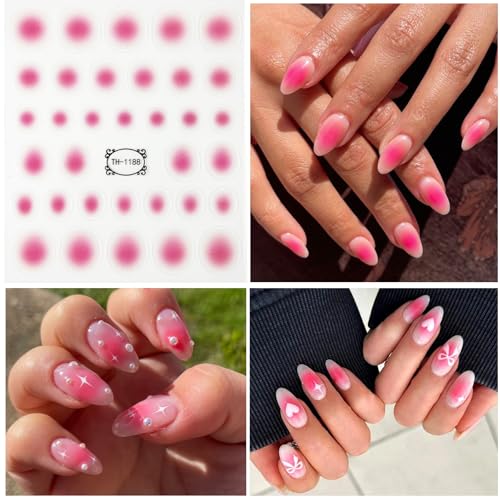 Flower Nail Stickers for Nail Art Blush Nail Decals for Women - color: Colorful-14