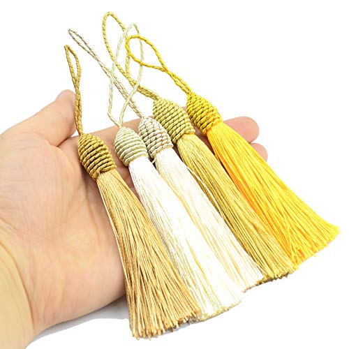 20pcs 6 Inch Silky Tassels with Chinese Knot for DIY Crafts(M-Yellow) - color: Mixed Yellow