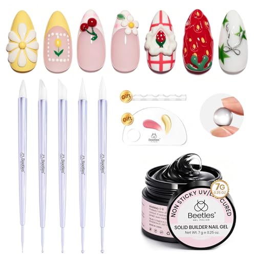 Beetles 5PCS Nail Art Dotting Tools 3D Nail Gel Set, Dual-Headed Nail Art - color: E-Purple-5