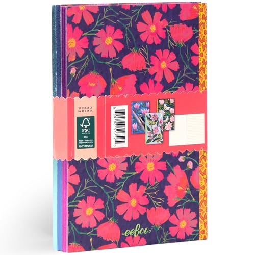 eeBoo Piece & Love: Birds Little Notebooks - Set of 3, 5.75 x 4, 64 Pages Each, Nature Themed Pocket Journals, Notes-Sketch-Draw, Lines & Grid Dot - style: Birds