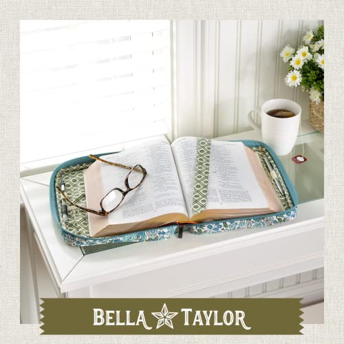 Bella Taylor Bible Cover, Quilted Bible Case, Delicate Floral Blue - color: Delicate Floral Blue, size: Large