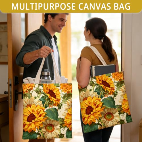 Aesthetic Canvas Tote Bag for Women,Tote Bag,Reusable Shopping Bags - color: Sunflower B