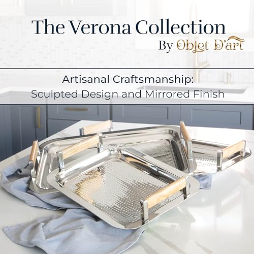Objet D'Art Verona Round Decorative Silver Bar Tray - color: Verona