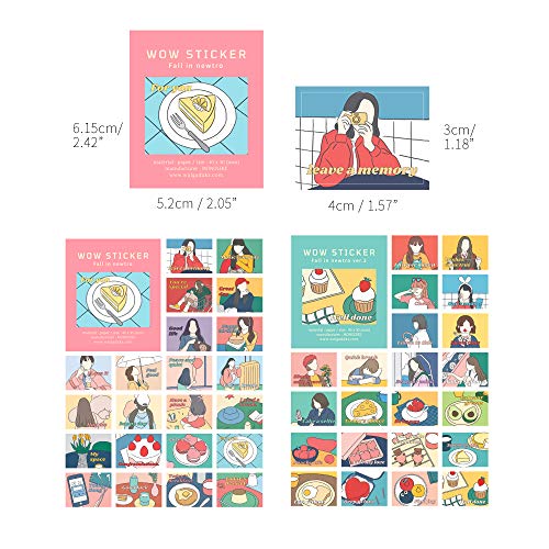 Monolike Wow Sticker Fall in newtro ver.1 + ver.2 Set - Mini Size Cute Stickers, Square Stickers - color: Fall in Newtro Ver.1 + Ver.2