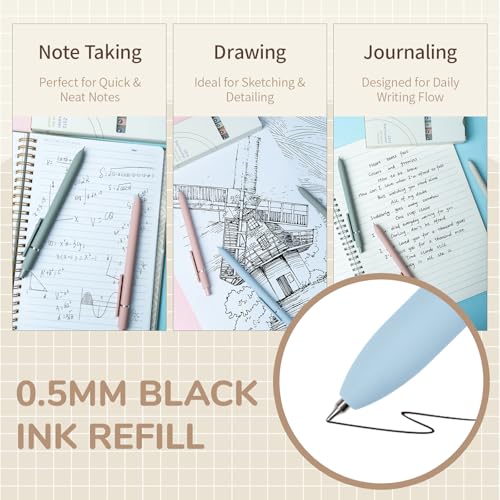 YOXMJDB Gel Pens, 5 Pcs 0.5mm Fine Point Smooth Writing Japanese Cute High-End Series Black Ink Pens for Journaling Note Taking, School Office Supplies for Women Men (5 Pcs Morandi) - color: 5 Pcs Morandi