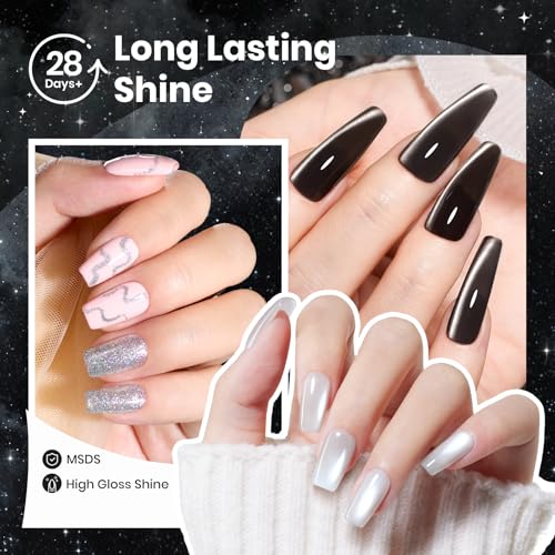 Beetles White Black Gel Polish Set, 6 Colors Fall Silver Cat Eye - color: A - Mixed Finishes | | Twilight Gleam