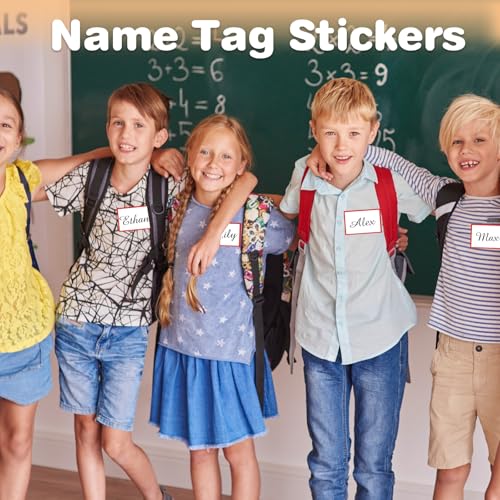 Starboling Name Tag Stickers,200 Pcs 3"x2" Red Plain Name Tag Stickers Colorful Border Name Tag Labels,for Office,Meeting,School and Home（Red） - color: Red Rectangle