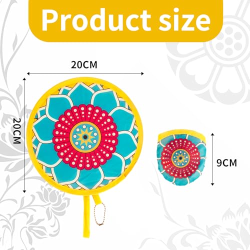 12pcs Mandala Round Foldable Hand Fan Japanese Foldable Fan Style Handheld Compact Cooling Fans,Round Folding Fan for Outdoor Games,Xmas Decoration,Festival,Party Favors,Travel,Events - color: Mandala