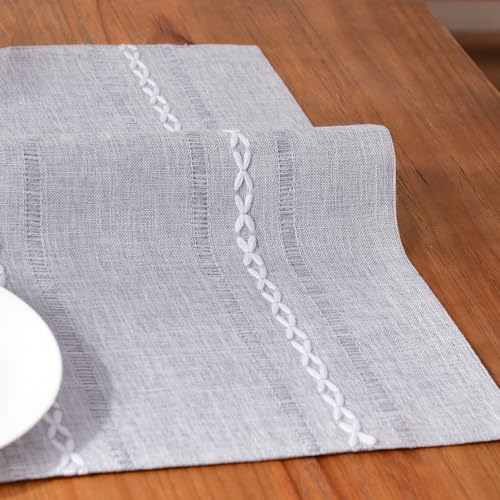 Wracra Cotton Linen Place Mats, Grey Embroidered Placemats Set of 8 - color: Hemstitched Grey, size: Placemats(Set of 8)