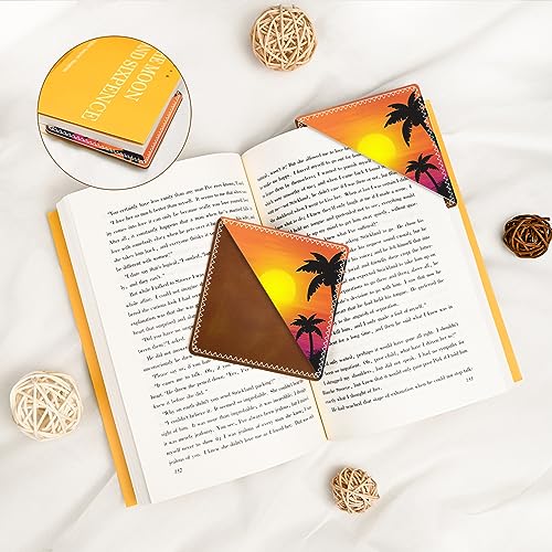 Personalized Leather Bookmarks, Fun & Cute Book Accessories for Reading Lovers, Unbreakable Page Markers for Women Men Girls Boys Student Teacher Kids Retirement Birthday Gifts (Sunset Sea) - color: Sunset Sea