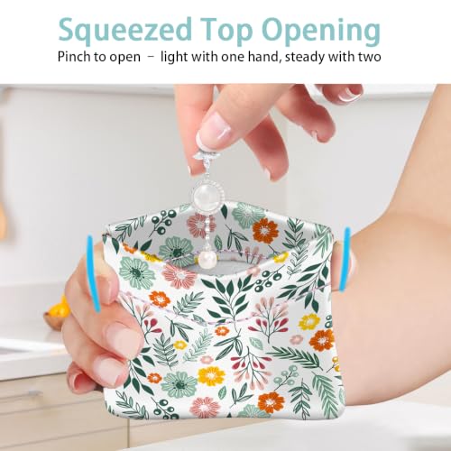 Squeeze Coin Purse Pouch Mini Coin Pocket Portable Change Wallet - color: Green Daisy, size: Mini (3.54"x3.2")
