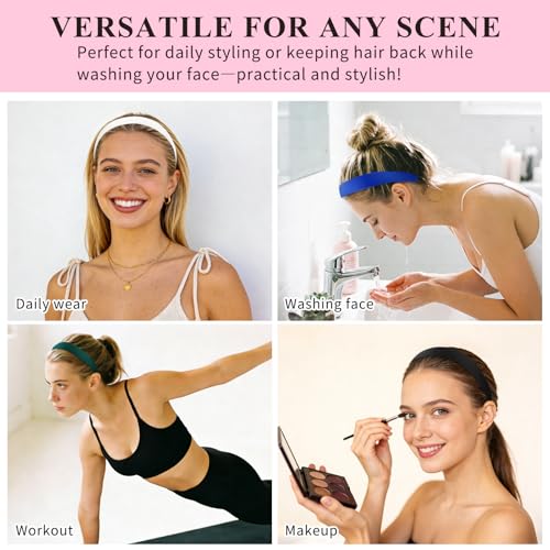 Wecoe Headbands for Women Girls, 10 Pcs 1 Inch Wide Satin Headbands - color: Multi-color A