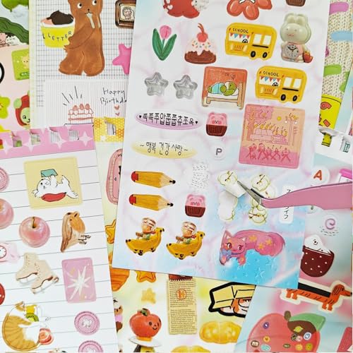 400+ Japanese Stickers Book Set,20 Sheets Kawaii Scrapbook Stickers Book for Journaling Supplies,Cute Korean Sticker for Junk Journal,Scrapbooking,Diary,Phone Case,DIY Craft(Cute Little Things) - color: Cute Little Things
