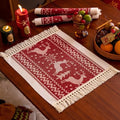 Christmas Placemats Set of 4, 14x18 Inch Heat Resistant Dinner Mats - color: Red Ml