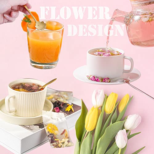 16 Pieces Tea Spoon Coffee Teaspoon Set, PBIEHSR Stainless Steel Flower Spoons for Stirring Drink Mixing Milkshake Jam - style: Silver