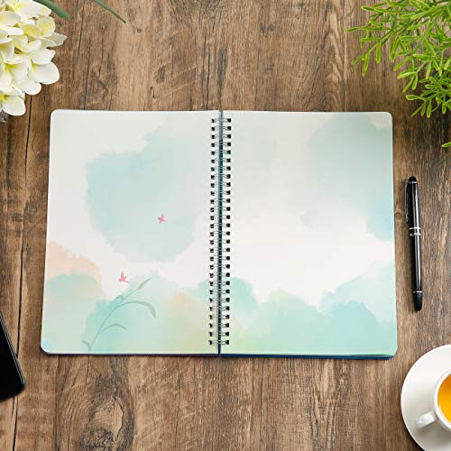 SIIXU Spiral Journals for Writing, Color Illustration Notebook With an Elastic Band, Hardcover, 128 Pages, B5, 6.8”x9.8”, Spring - color: Spring