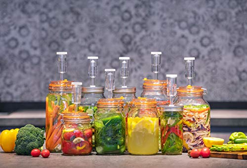 JILLMO 1.5L Wide Mouth Glass Fermentation Jar with Airlock & Weight, 2 Pack - size: 1.5 Liter