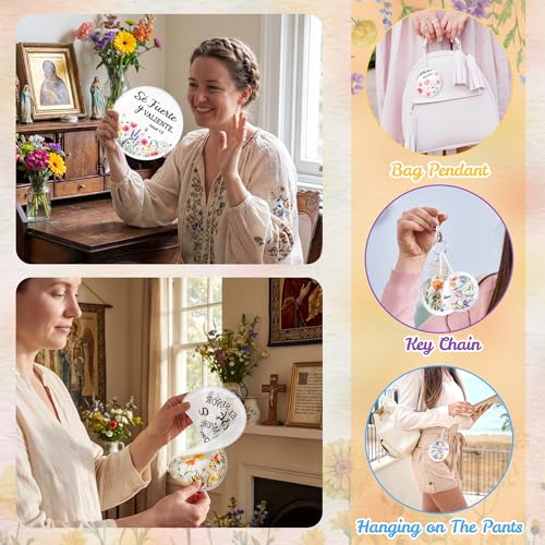 R HORSE 50Pcs Spanish Christian Fans Bulk Wildflower Folding Handheld Fan - color: Spanish Wildflower