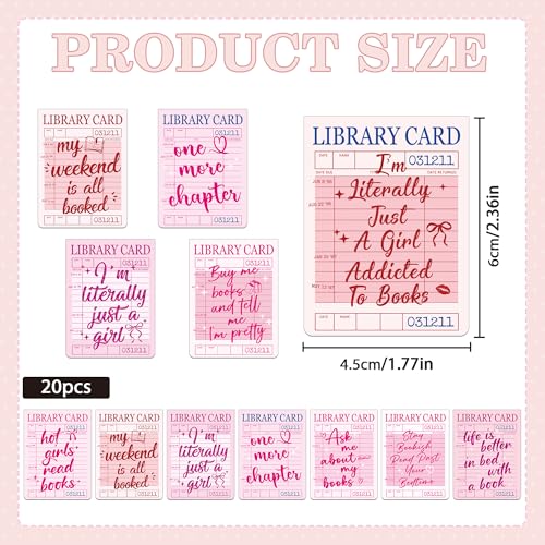 Library Card Magnetic Bookmarks, Pink Vintage Book Mark, Page Markers - color: Library Card