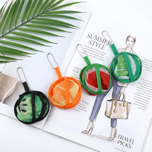 4 Pcs Foldable Round Fruit Pattern Hand Fan Cooling Folding Fan Portable Decorative Pocket Folding Hand Fans for Beach Lawn Park Festival Camping Game Party Favor, Travel, Events,Wedding