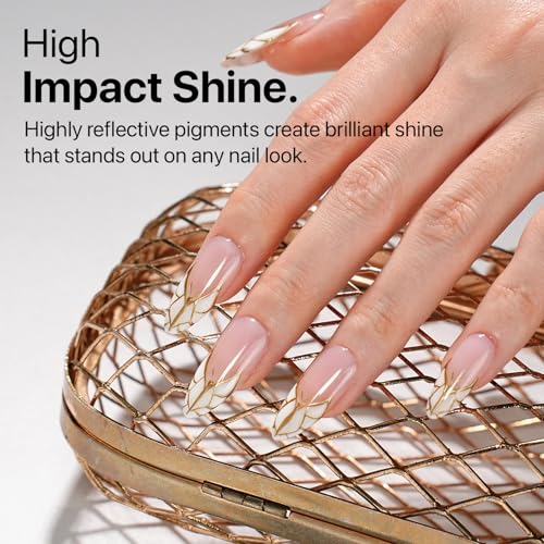 SXC Cosmetics Gel Liner Nail Art Set – Gold & Silver 2pcs Gel Liner Nail Art Chrome 3D High-Gloss Effect for Nail Paint Design with Thin Brush DIY French Manicure Curing Requires - color: Gold & Silver