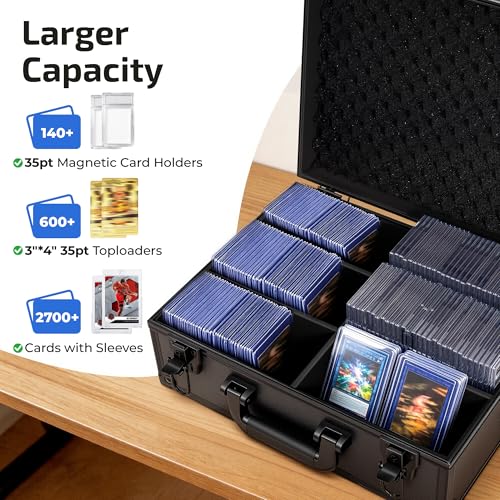 Top Loader Trading Card Storage Case for Sports Cards Graded Cards - color: Black