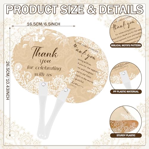 CroBlissful 100 Pcs Wedding Hand Fans for Guests Bulk, Handheld, Flower - style: Lace