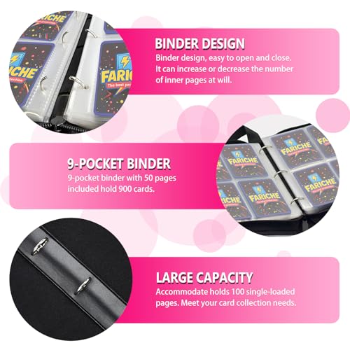 Trading Card Binder for TCG Cards, 9-Pocket Portable Card Collector Ablum Holder Book Fits 900 Cards with 50 Removable Sleeve, Waterproof Card Binder Display Storage Carrying Cases for TCG-Purple - color: ybu-900 cards