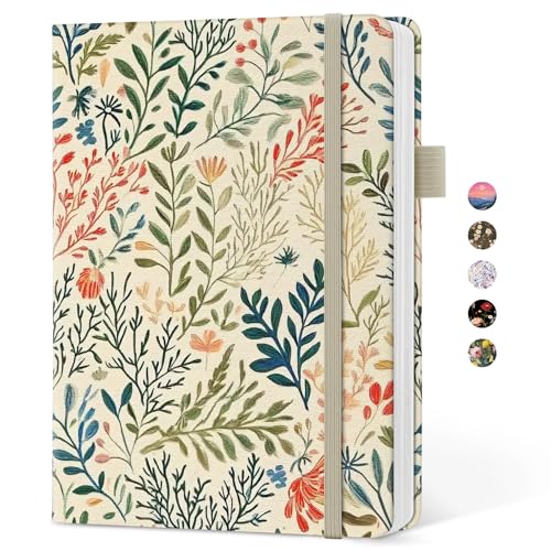 Taja Pretty Lined Journal for Women, Aesthetic Hardcover Leather Journal - color: E-Herbs, style: A-Lined