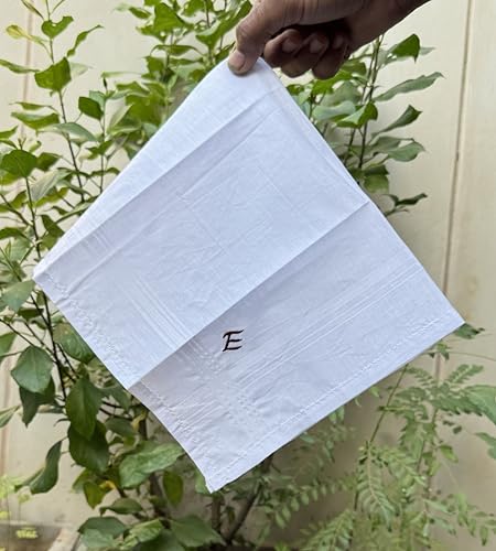 Monogrammed Handkerchiefs for Men 3-Pack Cotton, White Hankies - color: E1