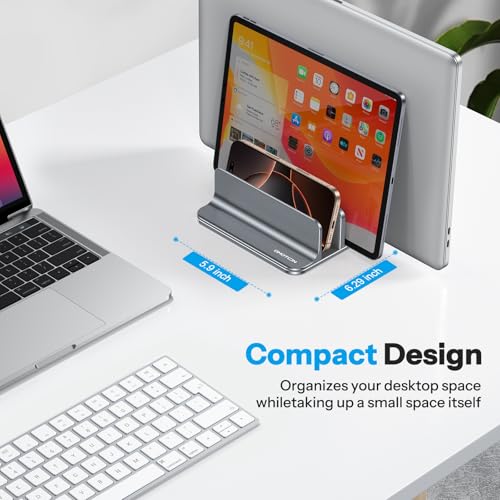 OMOTON 3-Slot Multiple Vertical Laptop Stand, Fits All MacBook, Grey - color: Three Slots-Grey