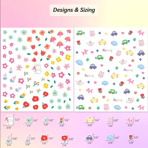 Okiyomi 3D Kawaii Nail Stickers Bulk Pack, 10 Sheets, 719 Decals - color: 5d Set of 10