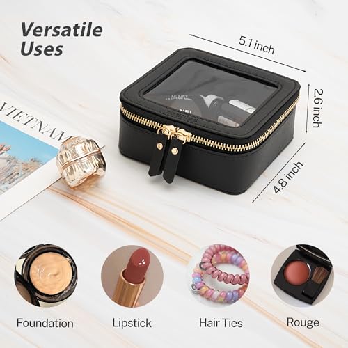 Aveniee Clear Makeup Bag Small, Mini Travel Toiletry Bag Cosmetic Bags TSA Approved, Clear Makeup Case Pouch with Zipper, Car Organizer Essentials for Women Men,Black - color: Black, style: Mini Trend