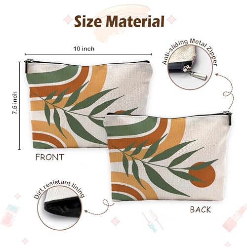 Boho Makeup Bag, Abstract Boho Sun Rainbow Botanical Cosmetic Bags Toiletry Bag for Women, Mid Century Modern Makeup Pouch - color: Boho-b