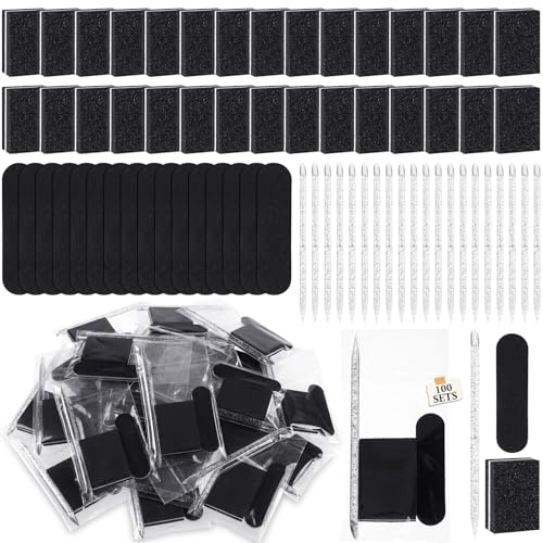 100 Sets Disposable Manicure Kit Individually Package, Black - color: Black